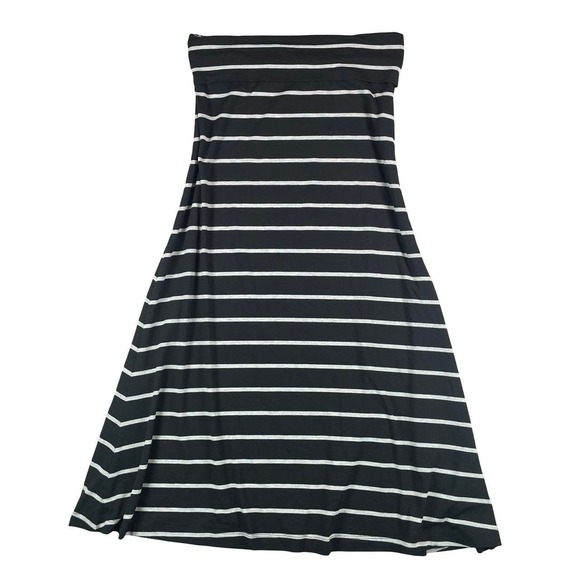 Dresses & Skirts - Vintage Black & grey striped tube top dress / foldover skirt